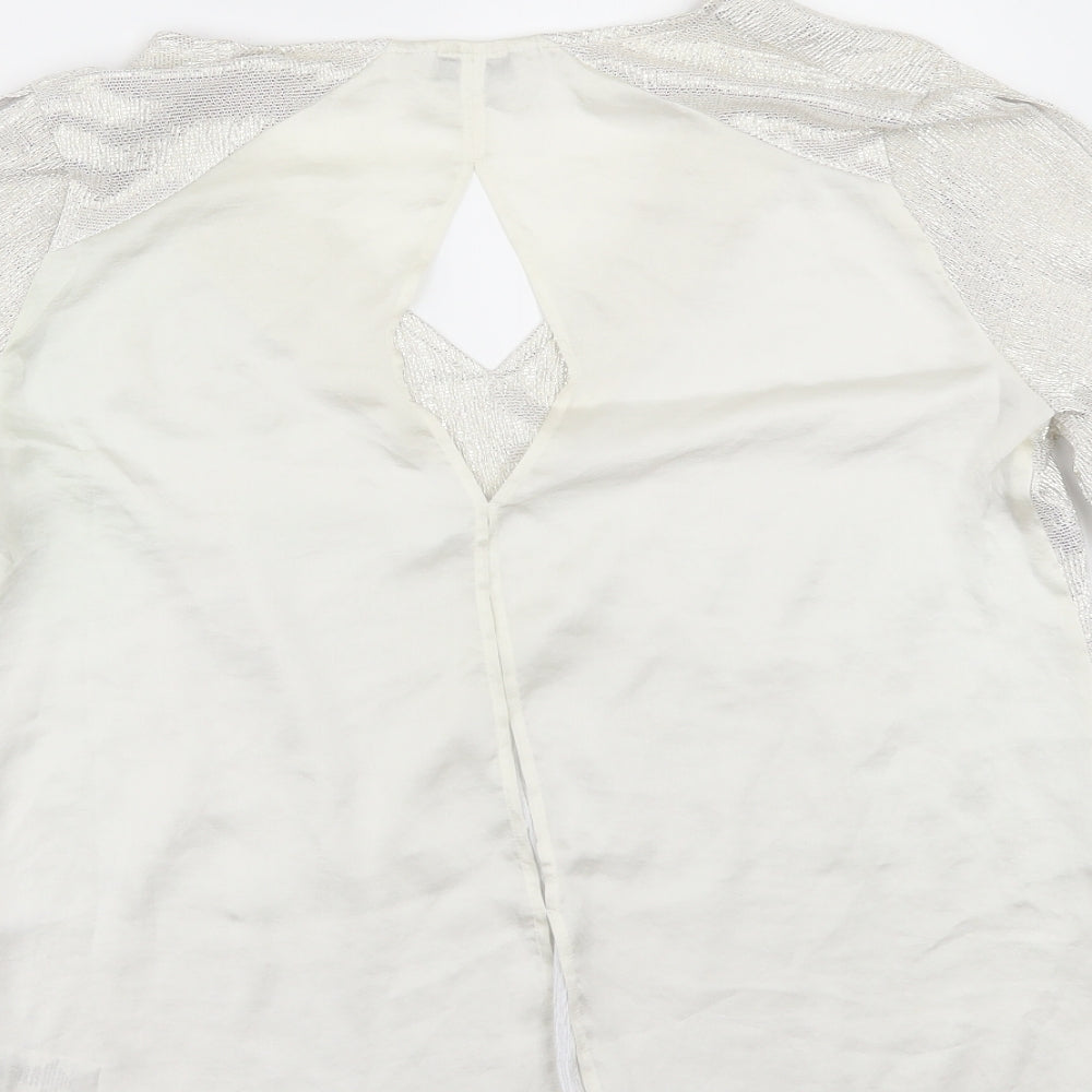 NEXT Womens Ivory Tunic Blouse Size 14 - slit on sleeves
