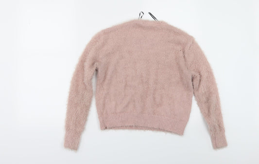 Divided by H&M Womens Pink Henley Jumper Size S