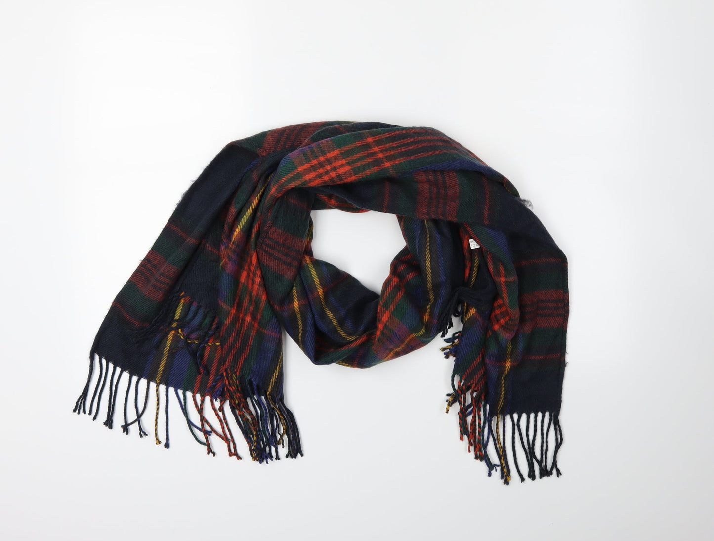 Front view of Preworn women’s blue check scarf