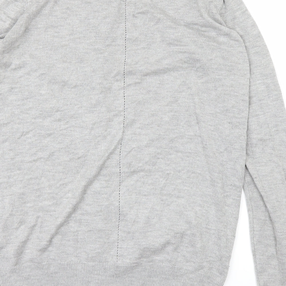 Brand and care label for Ellen Reyes women’s grey cardigan jumper, size S