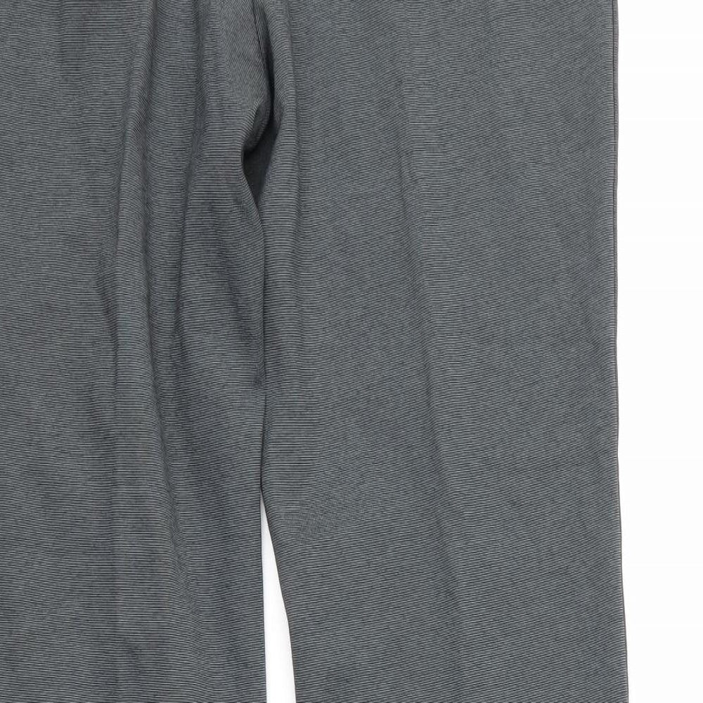 Brand and care label for Marks & Spencer women’s grey trousers, size UK 12, 28-inch leg