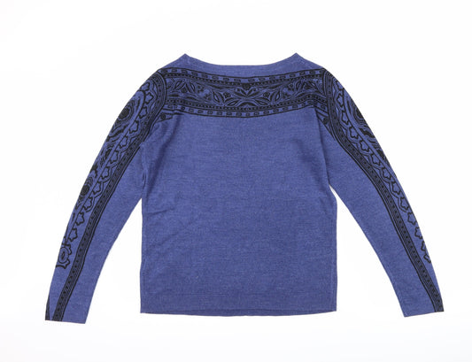 Marks and Spencer Womens Blue Geometric Pullover Jumper Size 10