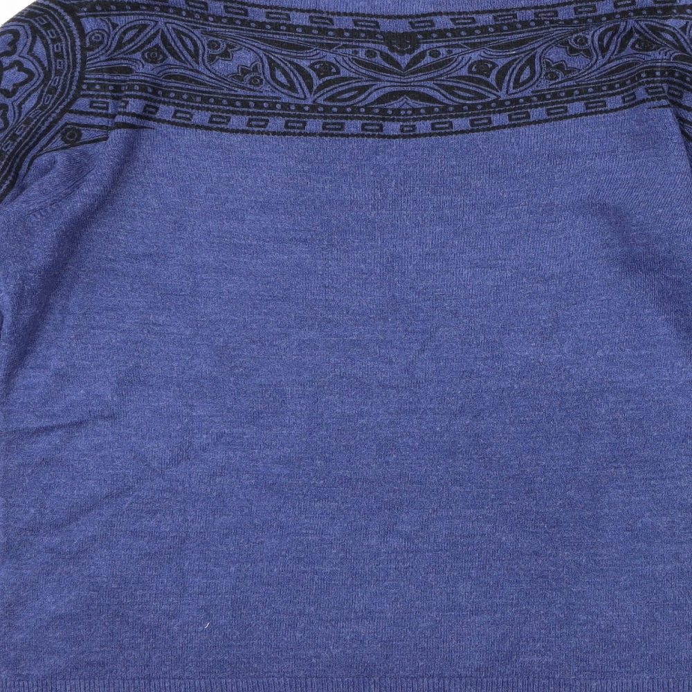 Marks and Spencer Womens Blue Geometric Pullover Jumper Size 10