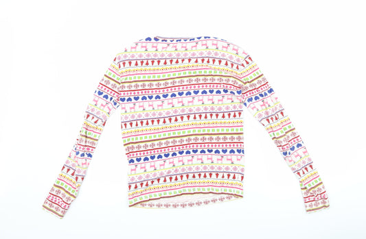 Gap Girls White Geometric Top Pyjama Top Size 14 Years - Christmas