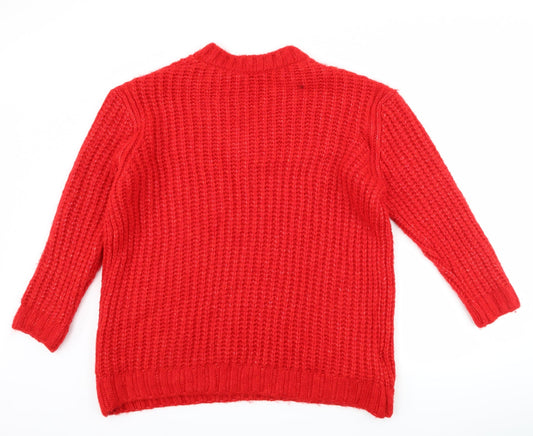 Mango Womens Red Pullover Jumper Size S
