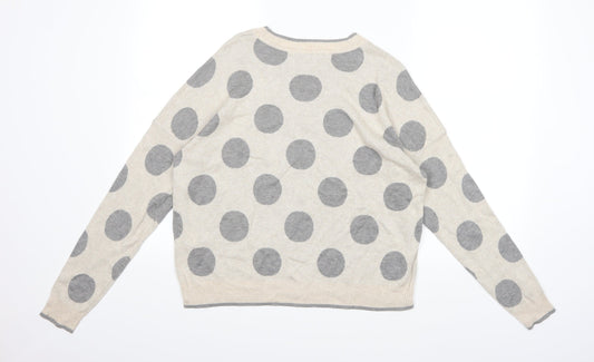 Only Womens Beige Polka Dot Knit Pullover Jumper Size XL