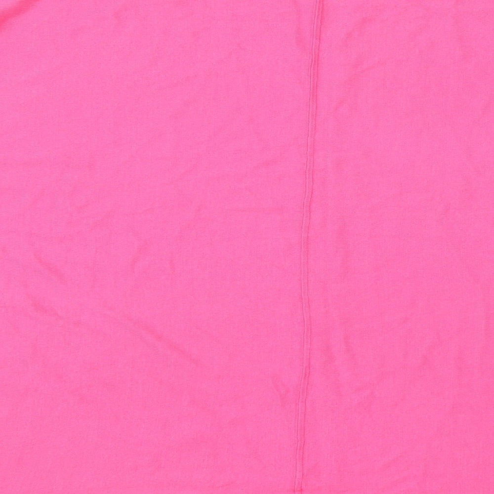 Brand and care label for H&M women’s pink knit jumper, size M
