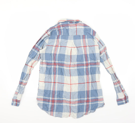 H&M Womens Blue Check Basic Button-Up Size 8