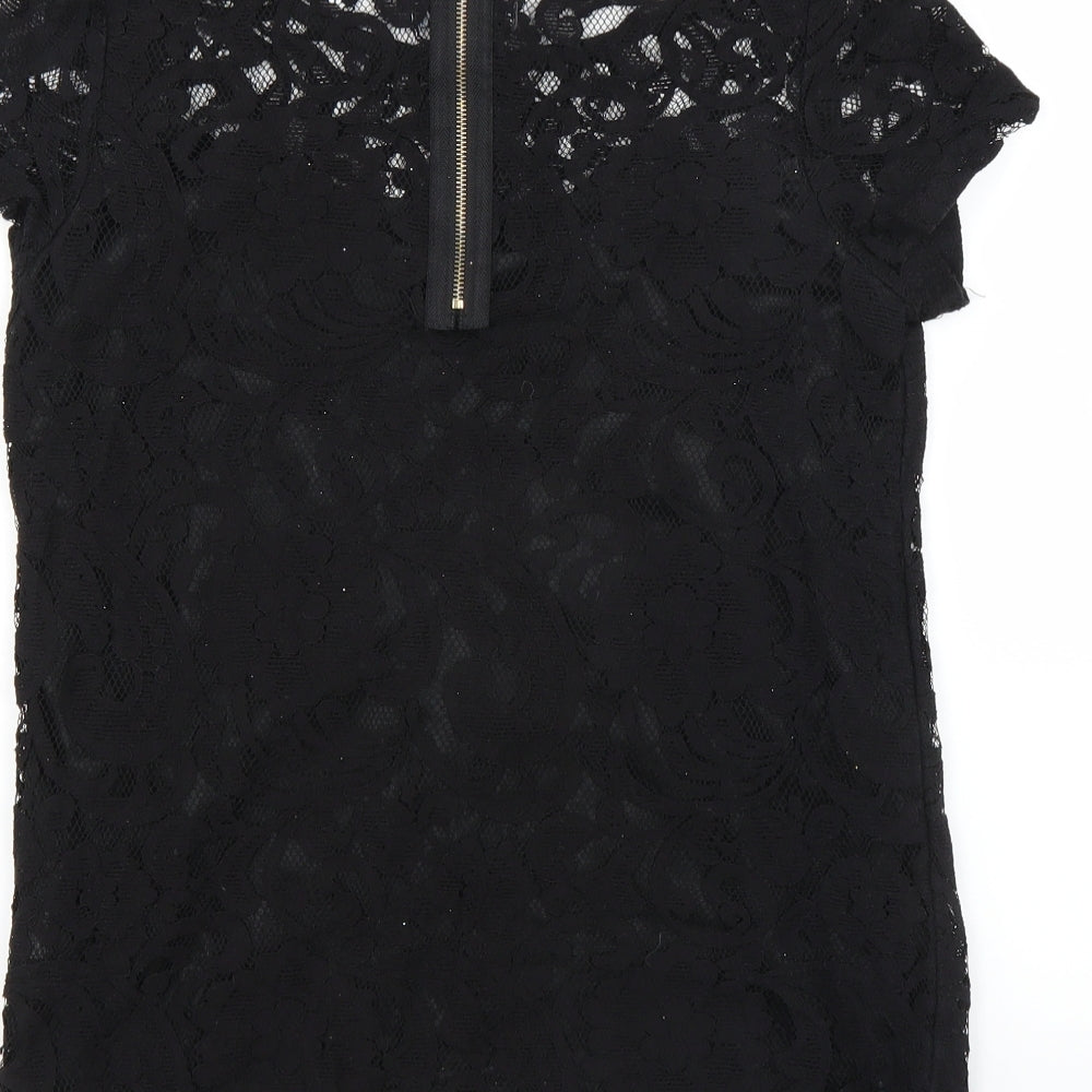 Brand and care label for Alice & You women’s black floral basic blouse, size UK 10