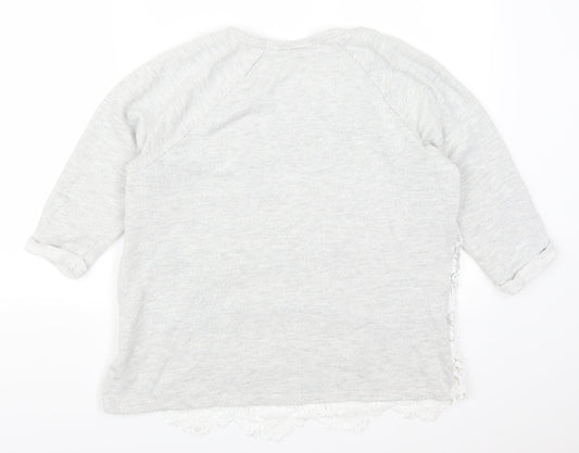 Dantelle Womens Grey Floral Lace Pullover Jumper Size M