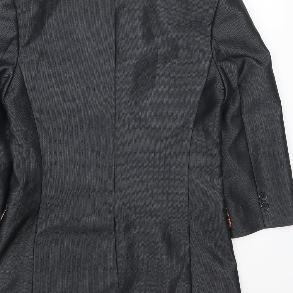 Brand and care label for Jaya women’s grey striped jacket suit jacket, size S