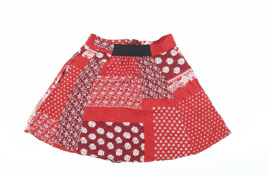 Cooperative Womens Red Floral Flare Skirt Size S