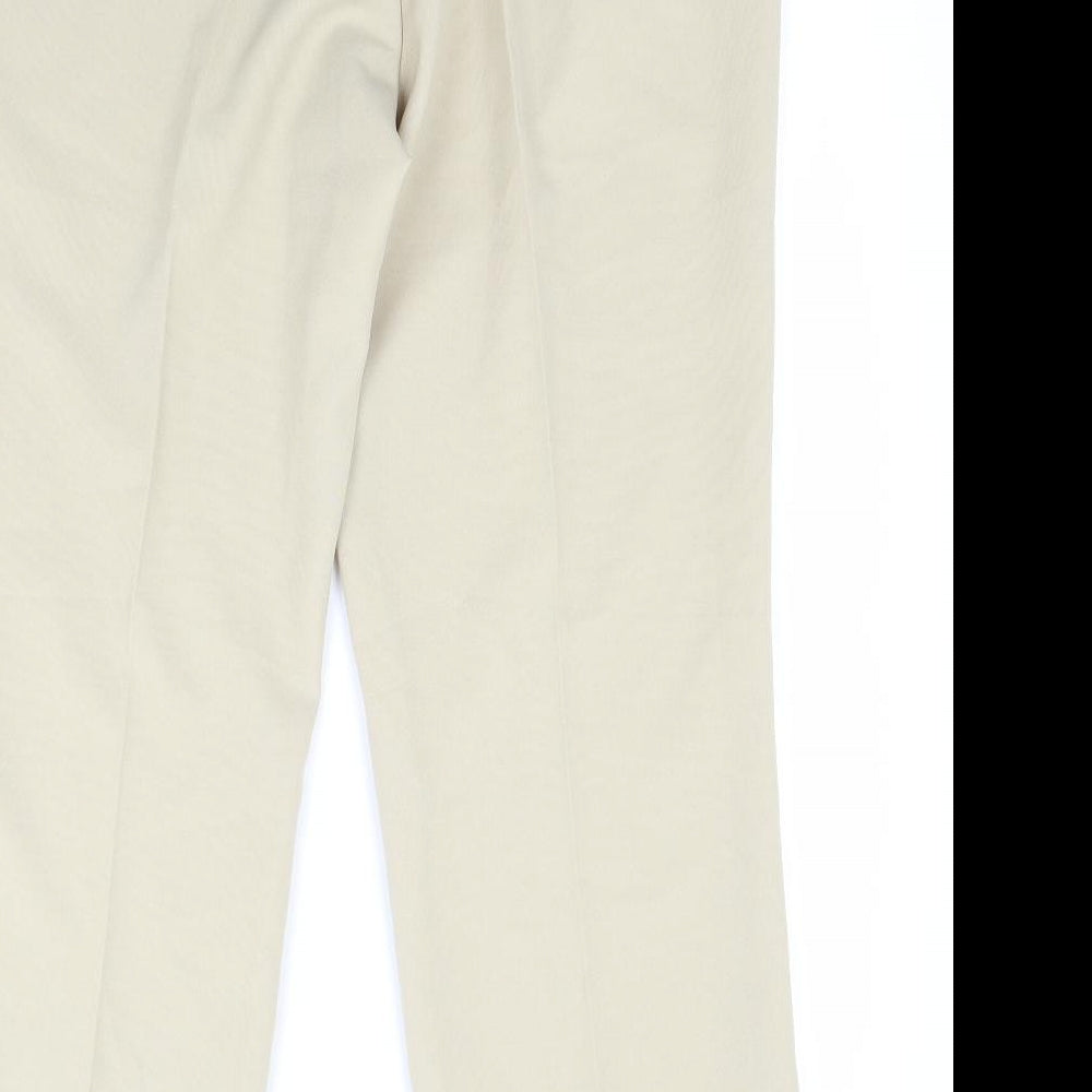 Brand and care label for Agenda women’s beige trousers, size UK 18, 27-inch leg