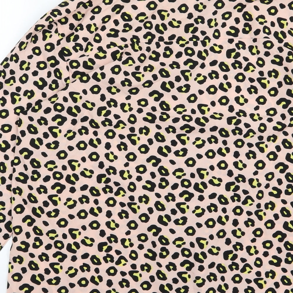 Brave Soul Womens Pink Animal Print Chiffon Basic Blouse Size S