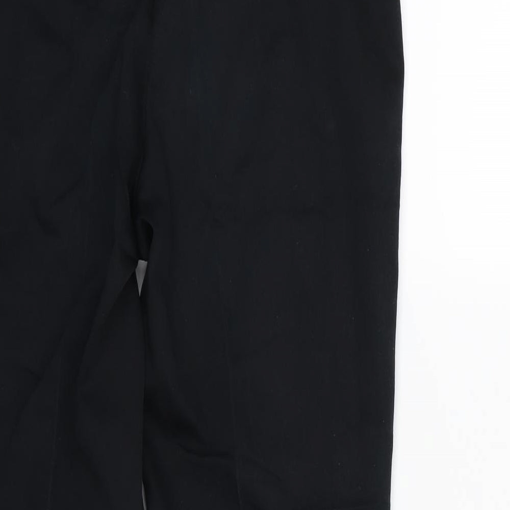 Brand and care label for H&M women’s black trousers, size UK 10, 27-inch leg