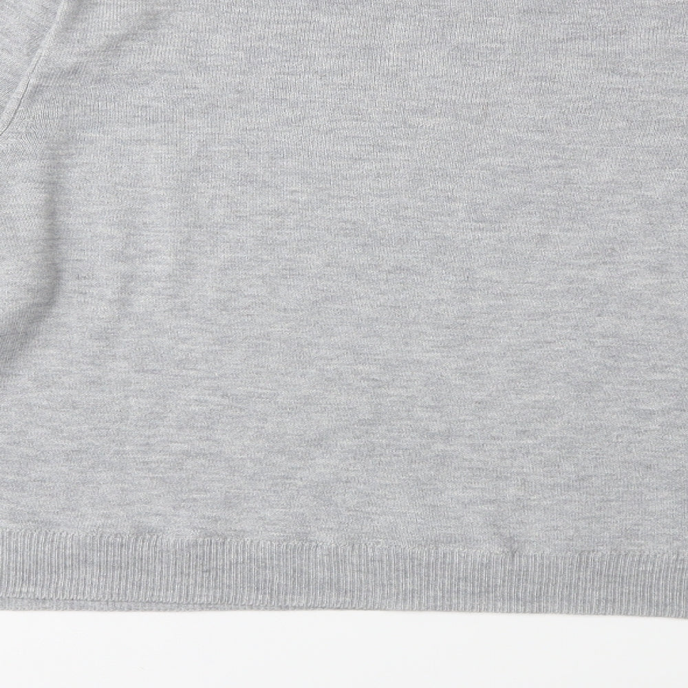 Brand and care label for H&M women’s grey knit jumper, size L