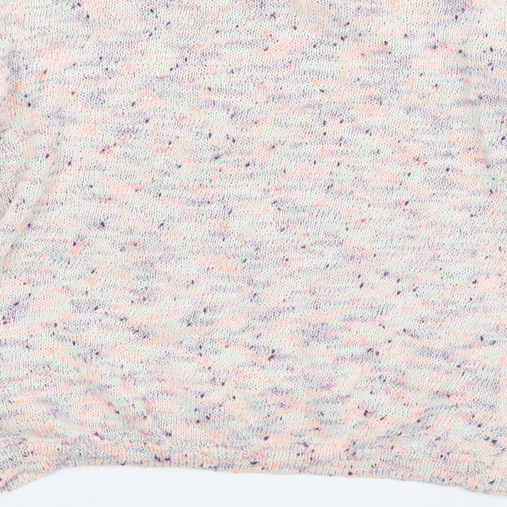 Brand and care label for Divided women’s multicoloured knit jumper, size UK 8