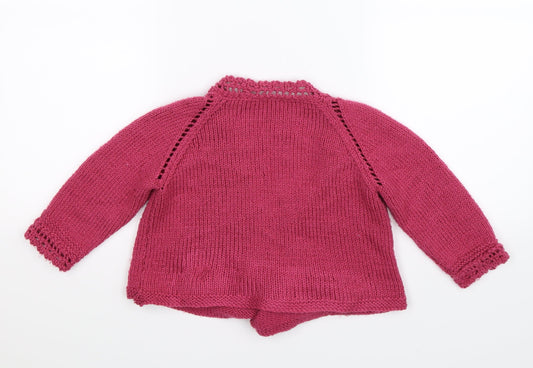 Preworn Girls Pink Knit Cardigan Jumper Size S
