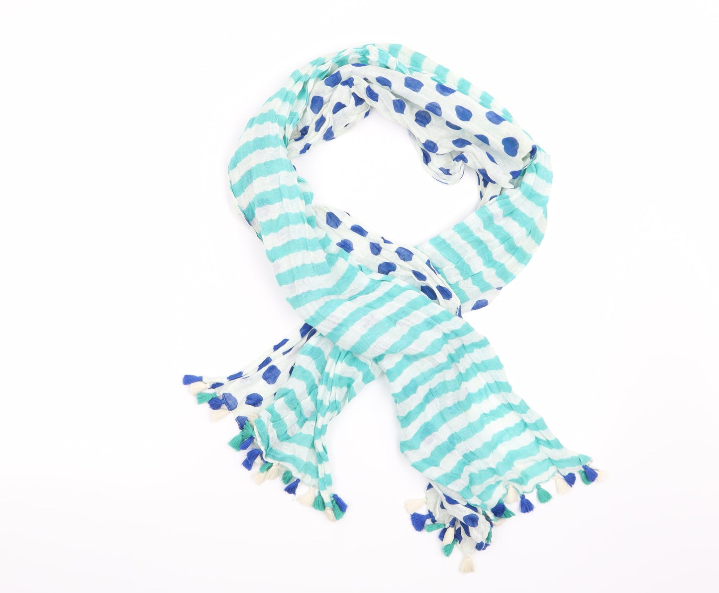 Preworn Womens White Striped Scarf