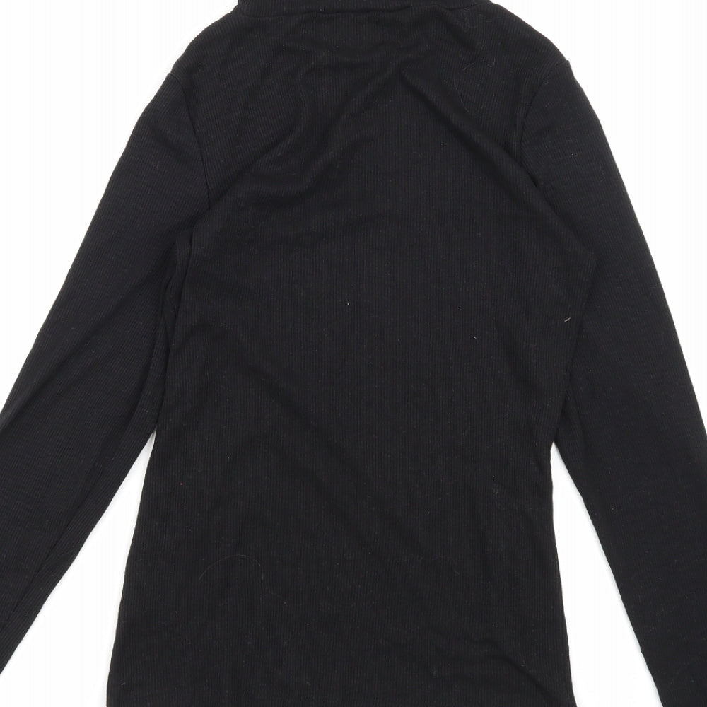 Brand and care label for New Look women’s black knit jumper, size UK 10