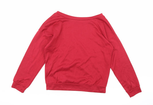 Preworn Womens Red Jersey Pullover Sweatshirt Size L