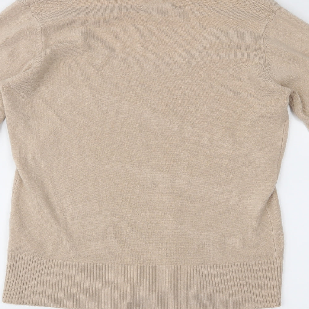 Brand and care label for Sarah Hamilton women’s beige jumper, size M