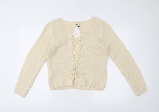 Izabel London Womens White Pullover Jumper Size 10
