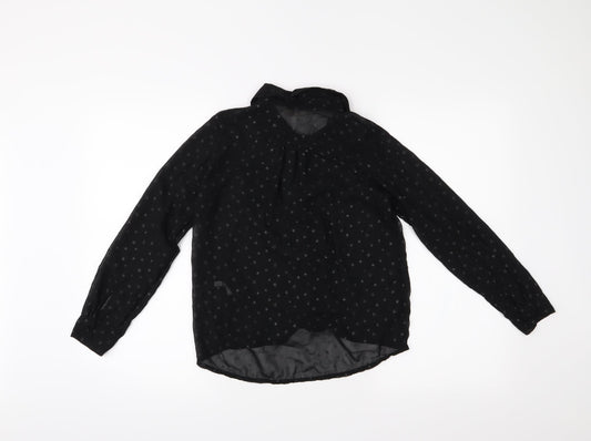 H&M Girls Black Basic Button-Up Size 12 Years