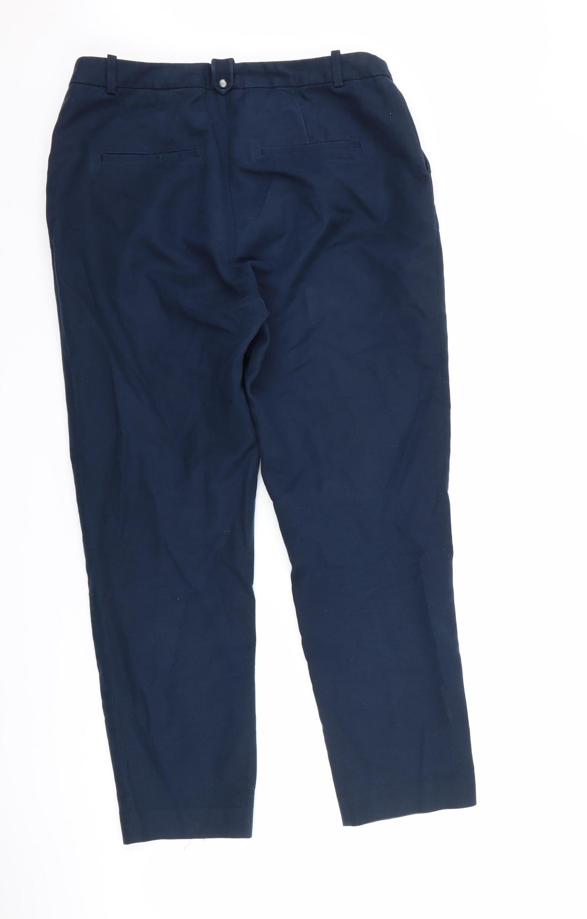 Back view of Cortefiel women’s blue trousers, size UK 34, 26-inch leg