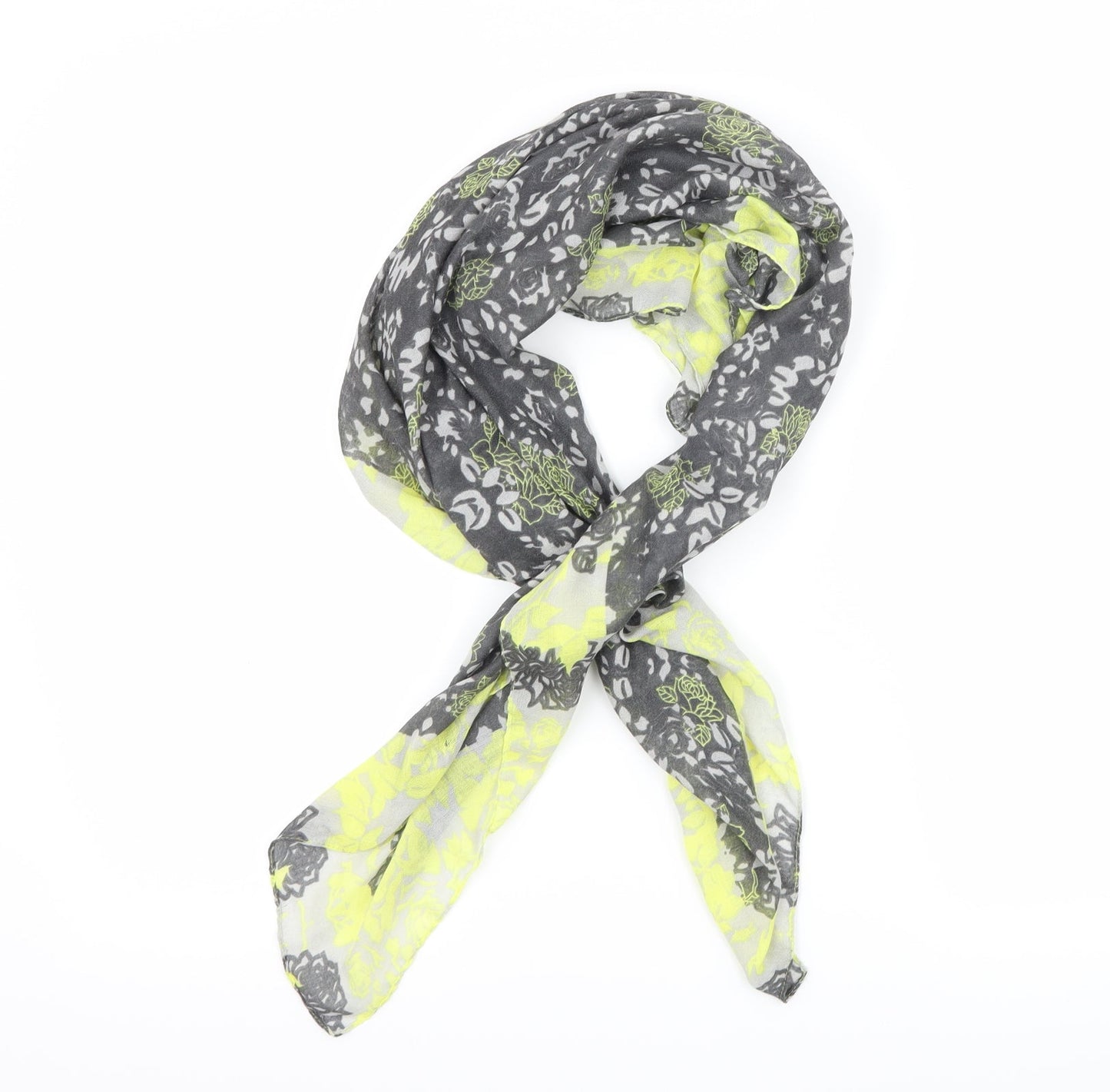 Preworn Womens Grey Floral Scarf