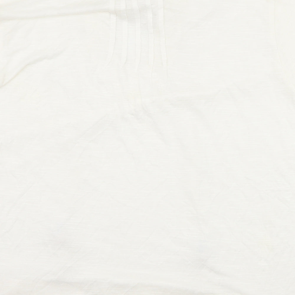 Brand and care label for Lost Stock women’s white basic t-shirt, size M