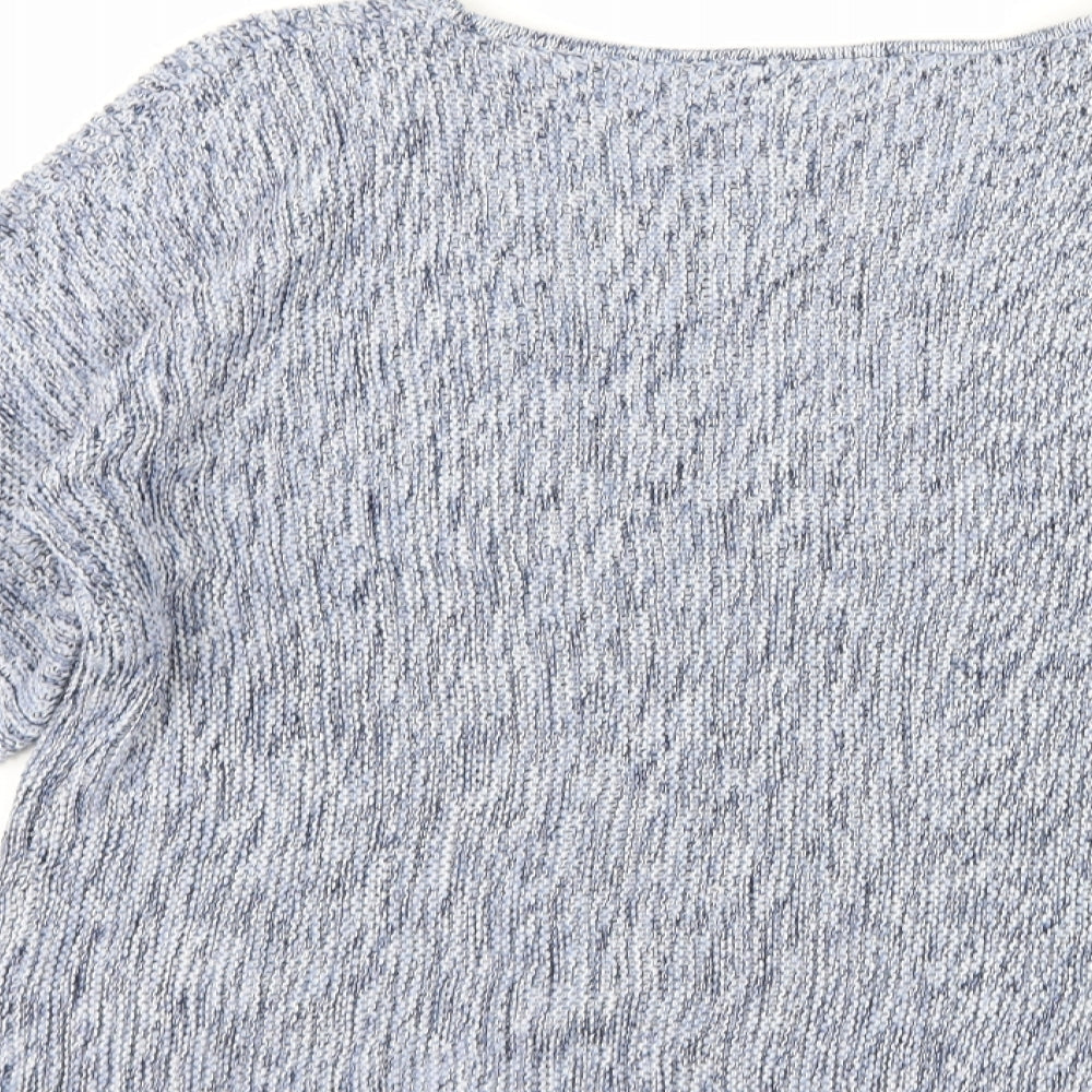 Brand and care label for H&M women’s blue jumper, size S