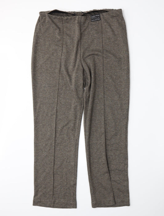 BM Womens Brown Herringbone Trousers Size 14 L27 in
