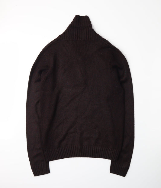 George Mens Red Knit Henley Jumper Size S
