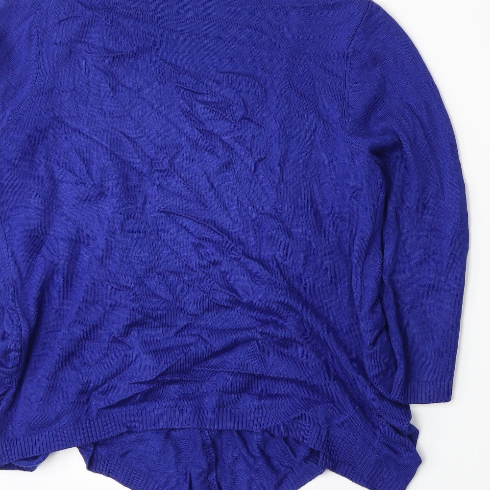 Brand and care label for Per Una women’s blue cardigan jumper, size UK 12