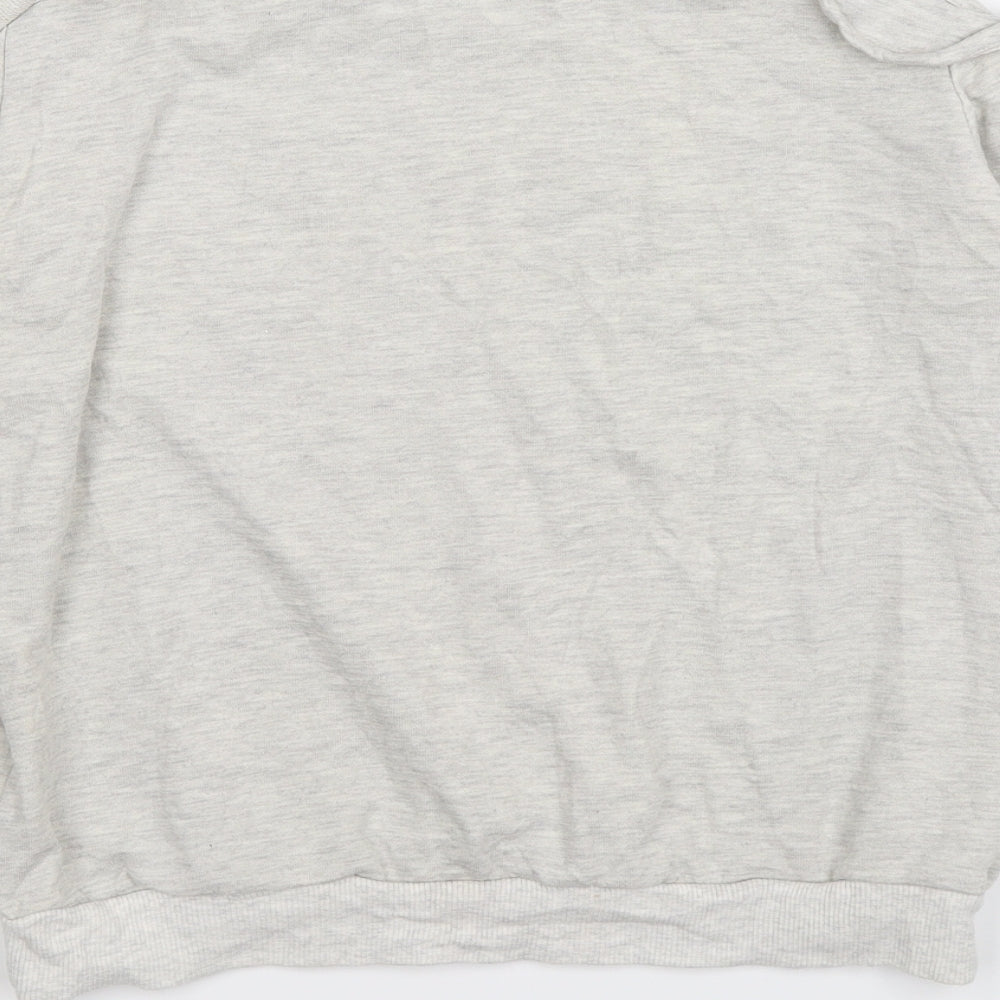 Brand and care label for PROMESA women’s grey knit jumper, size S, - cold shoulder