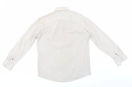 Back view of Hampton Republic men’s brown check button-up, size L
