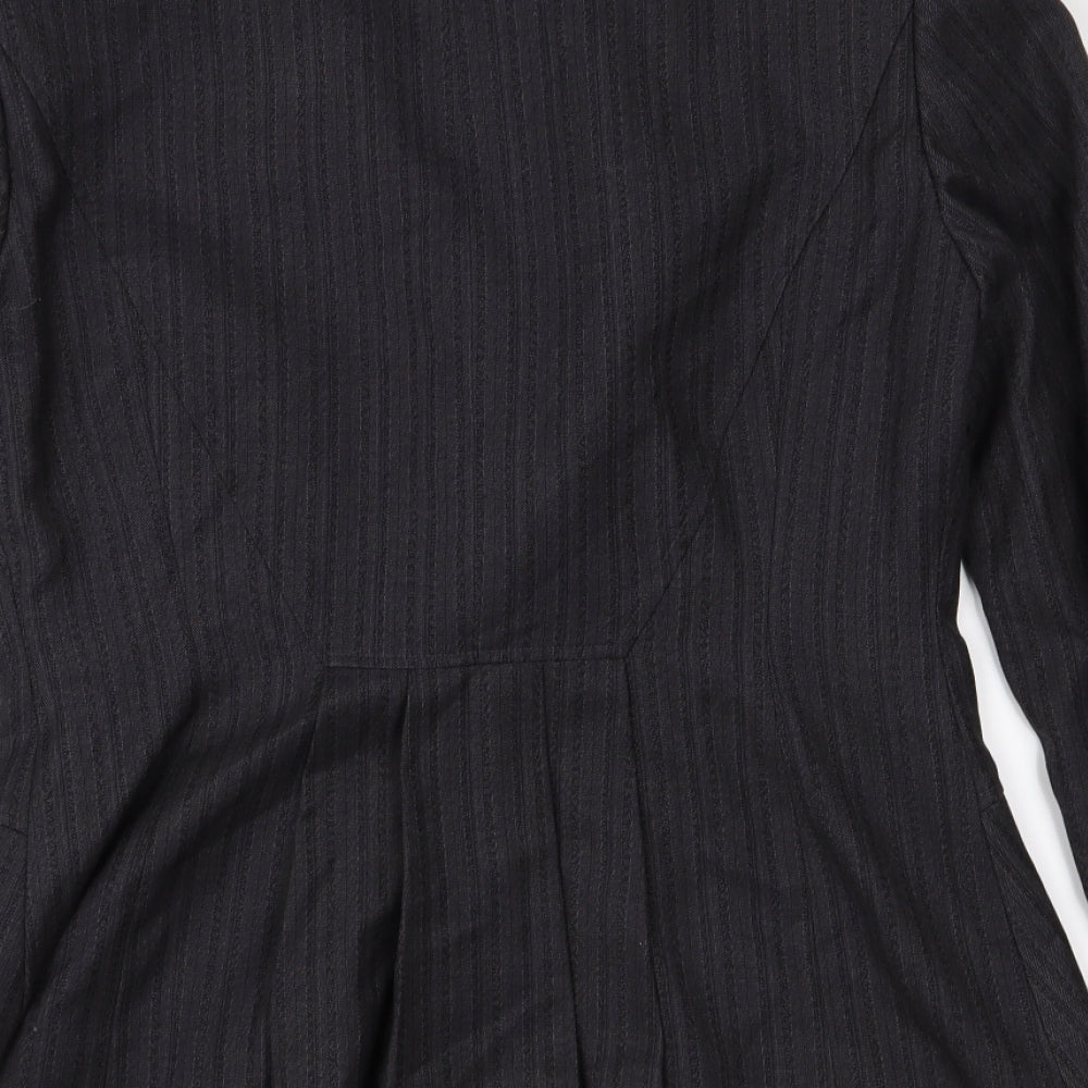 Brand and care label for NEXT women’s grey striped jacket suit jacket, size UK 12