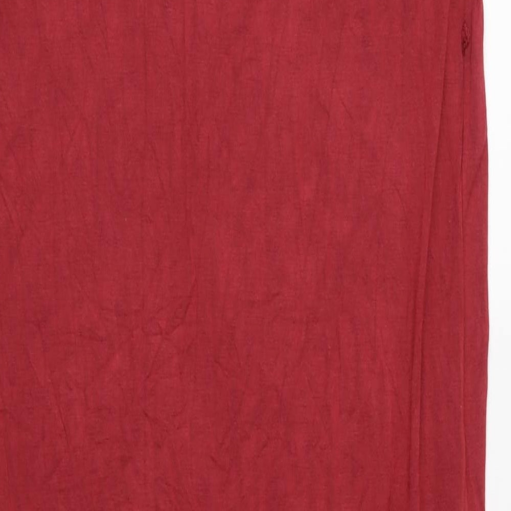 Brand and care label for Oasis women’s red jersey maxi, size XS