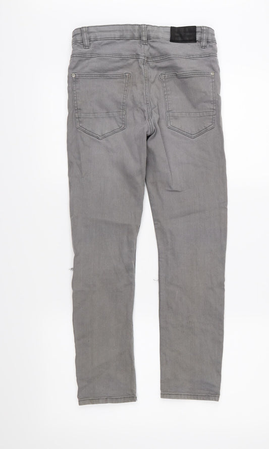 H&M Boys Grey Denim Skinny Jeans Size 12 Years - Distressed