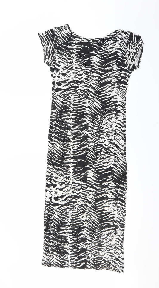 CAMEO ROSE Womens Black Animal Print T-Shirt Dress Size M