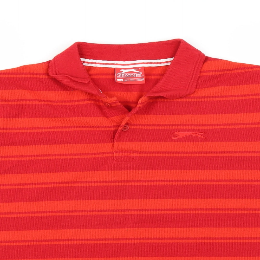 Slazenger Mens Red Striped Polo Size S