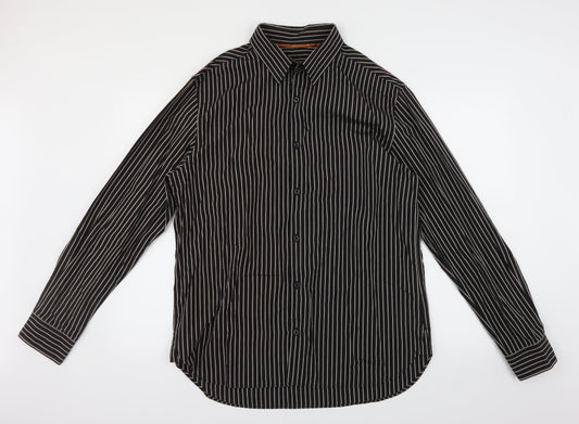 Additional front view of Next men’s brown striped button-up, size L