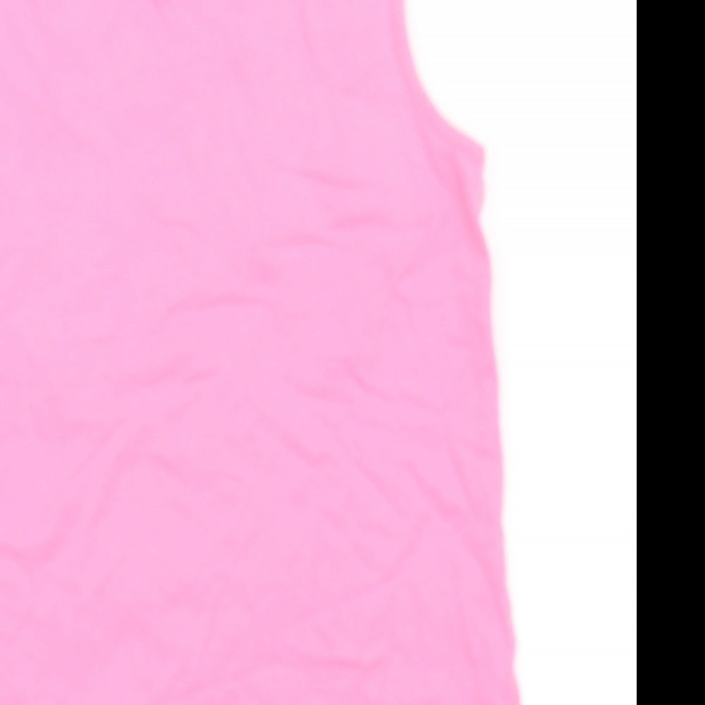 Brand and care label for H&M girls’ pink basic t-shirt, size 9-10, years