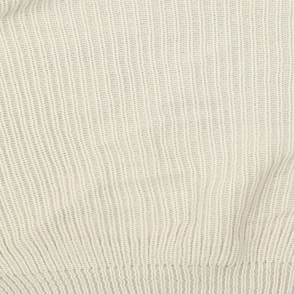 Brand and care label for pearl knitwear women’s beige jumper, size XS