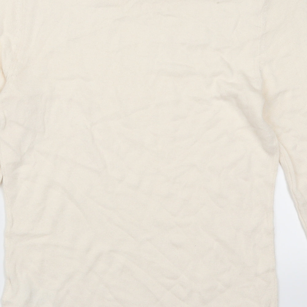 Brand and care label for H&M women’s ivory jumper, size XS