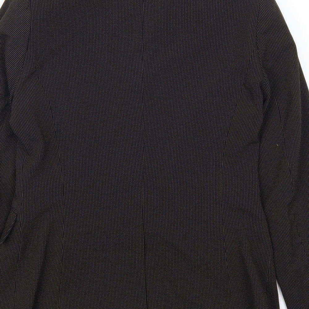 Brand and care label for Marks & Spencer women’s black striped jacket suit jacket, size UK 8