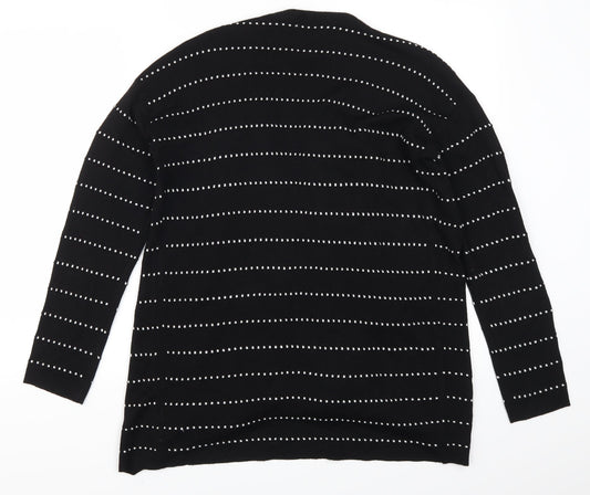 Papaya Womens Black Striped Cardigan Jumper Size M