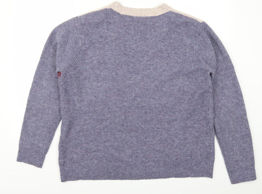 Matalan Womens Purple Geometric Pullover Jumper Size L - Colour Block