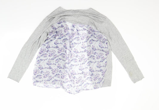 Mia ella Womens Grey Floral Cardigan Jumper Size S